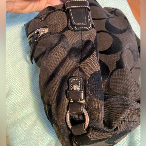 COACH Black on Black Signature Duffle with Silver Tone Hardware